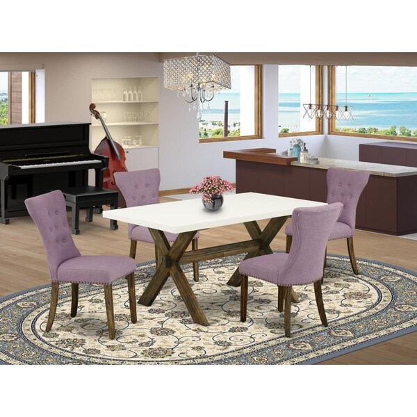 East West Furniture 5 Piece X-Style Dining Room Set - Distressed Jacobean X726GA740-5 - main